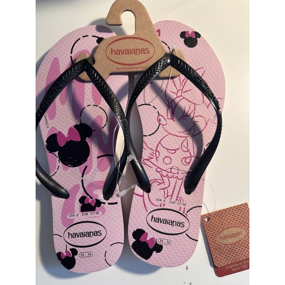 Havaianas Disney Minnie Mouse Tonal Portrait Women's Sandals Size 6 New Pink